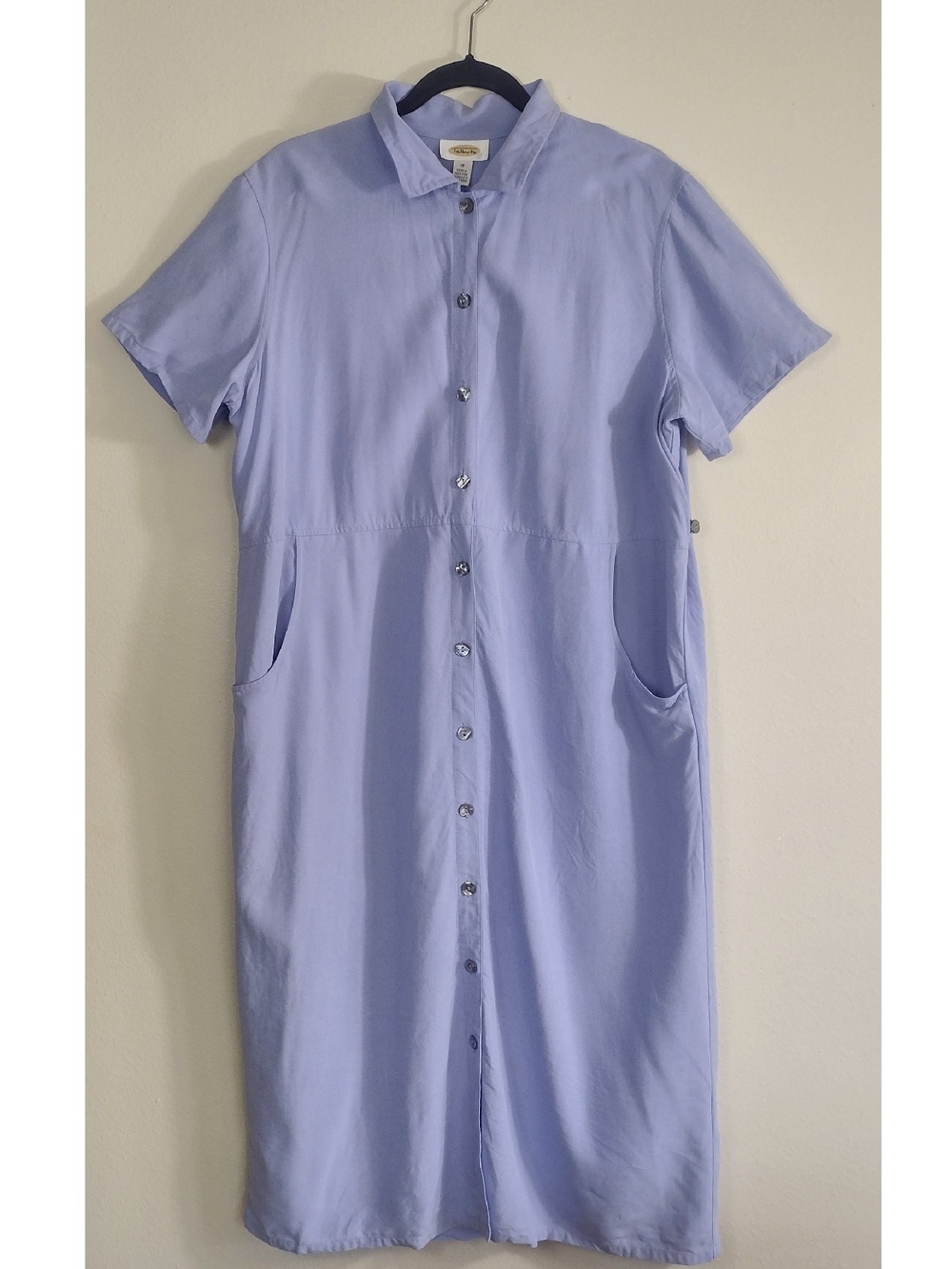 Talbots Vintage Linen Blend Button Front Midi Shirt Dress Size 18